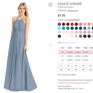 Azazie Ginger Dress in Dusty Blue - Size A0
